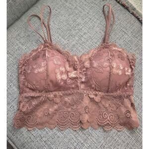 Rose Gold Lace Floral Bralette – Medium, Chic & Versatile